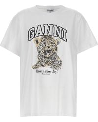 Ganni - Leopard T-Shirt - Lyst