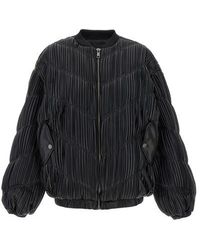 ROTATE BIRGER CHRISTENSEN Pleated Bomber Jacket in Brown | Lyst