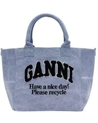 Ganni - 'washed Blue Small' Shopping Bag - Lyst