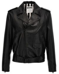 Moschino - 'in Love We Trust' Leather Jacket - Lyst