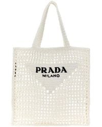 Prada - Shopping tessuto intrecciato logo - Lyst