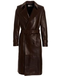 Saint Laurent - Double-breasted Leather Trench Coat Coats, Trench Coats - Lyst