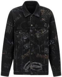 Balenciaga - Oversized Denim Jacket With Graffiti Print - Lyst