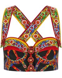 Dolce & Gabbana - Carretto Print Bustier Top - Lyst