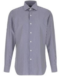 Finamore 1925 - Napoli Striped Shirt With Spread Collar - Lyst