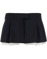Miu Miu - Pleated Pinstripe Skirt - Lyst