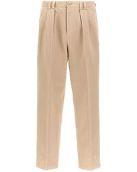 Brunello Cucinelli - Cotton Pants With Front Pleats - Lyst