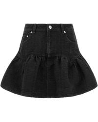 Ganni - Lurex Denim Skirt - Lyst