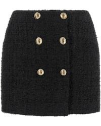 Balmain - Embossed Button Detail Miniskirt - Lyst