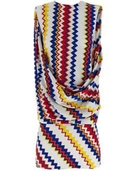 Missoni - Zigzag Pattern Peplos Minidress With Draped Front - Lyst