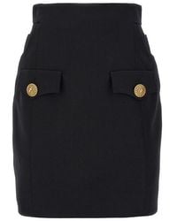 Balmain - Contrast Button Mini Skirt - Lyst