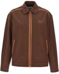 Miu Miu - Blouson Mit Logoaufnäher - Lyst