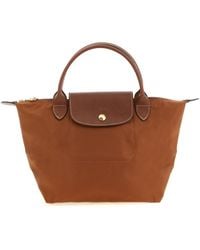 Longchamp - Top Handle Bag With Leather Details - Lyst