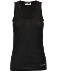 Jil Sander - Cotton Top With Front Logo Print - Lyst