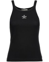 Fendi - Ribbed Tank Top With Square Neckline - Lyst