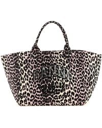 Ganni - 'leopard Sequin Xxl Tote' Shopping Bag - Lyst