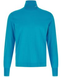 Prada - Cotton Turtleneck Sweater With Intarsia Logo - Lyst