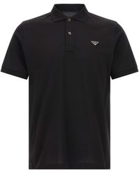 Prada - Triangle Logo Polo Shirt - Lyst