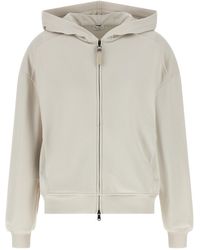 Brunello Cucinelli - Hoodie With Embellished Zipper Pull - Lyst