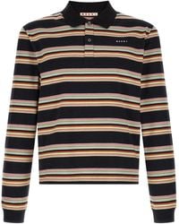 Marni - Long-Sleeve Polo Shirt With Embroidered Logo - Lyst
