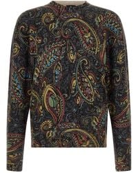 Etro - Crewneck Sweater With Paisley Motif - Lyst