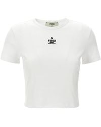Fendi - Embroidered Cotton Crewneck Top - Lyst