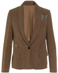 Brunello Cucinelli - Linen Single Breast Blazer Jacket - Lyst