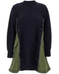 Sacai - 'Sponge Sweat X Nylon Twill' Dress - Lyst