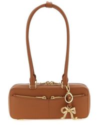 Self-Portrait - 'tan Leather Baguette With Charm' Shoulder Bag - Lyst