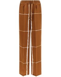 Kiton - Silk Trousers With Graphic Check - Lyst
