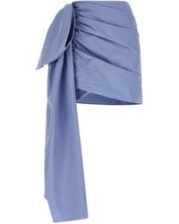 Self-Portrait - 'blue Cotton Tie Side Mini' Skirt - Lyst