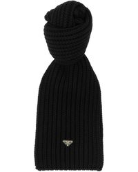 Prada - Gerippter Wollschal Mit Logo - Lyst
