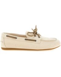 Miu Miu - Boat Shoe With Embroidered Logo - Lyst