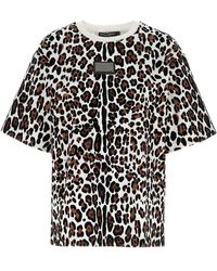 Dolce & Gabbana - Animal Print Logo Plaque T-Shirt - Lyst