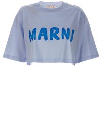 Marni - Cropped-T-Shirt Mit Logodruck - Lyst