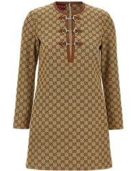 Gucci - Gg Jacquard Fabric Dress - Lyst