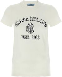 Prada - Graphic Print T-Shirt With Round Neckline - Lyst