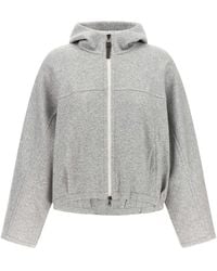 Brunello Cucinelli - 'Shiny Zipper Pull' Cropped Hoodie - Lyst