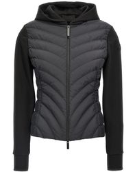 Moncler - Wattierter Diagonal Gesteppter Kapuzenpullover Aus Baumwolle, Damen, Größe - Lyst