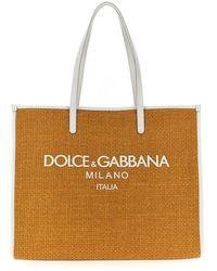 Dolce & Gabbana - Large Shopping Bag With Logo Embroidery - Lyst