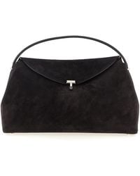TOTEME - Suede T-Lock Top Handle Bag With Metal Hardware - Lyst
