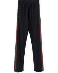 Gucci - Web Detail Silk And Cotton Jogging Trousers - Lyst