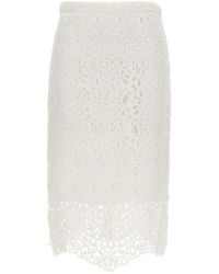 Burberry - Lace Midi Skirt - Lyst