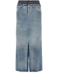 Maison Margiela - Layered Denim Maxi Skirt With Front - Lyst