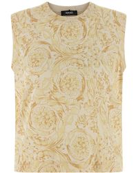Versace - Sleeveless Top With Ribbed Trims - Lyst