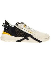 Fendi - Sneakers slip-on in pelle bianca con suola ondulata - Lyst
