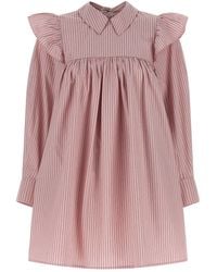 Ganni - Mini Dress With Ruffled Shoulders - Lyst