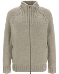Brunello Cucinelli - High Neck Cashmere Knit Cardigan - Lyst