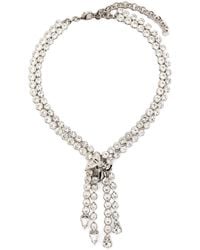 Alessandra Rich - Necklace 'Crystal Necklace With Bow And Fringes' - Lyst