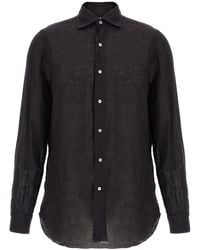 Finamore 1925 - Linen Shirt With Logo Detail - Lyst